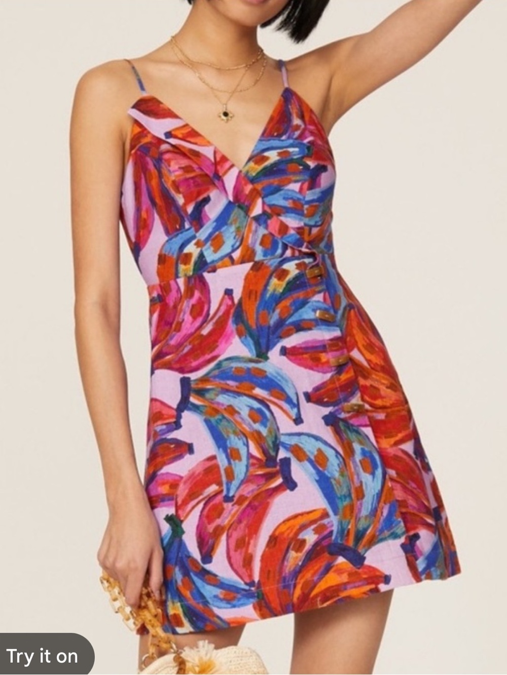 FARM Rio Colorful Bananas Mini Dress M
